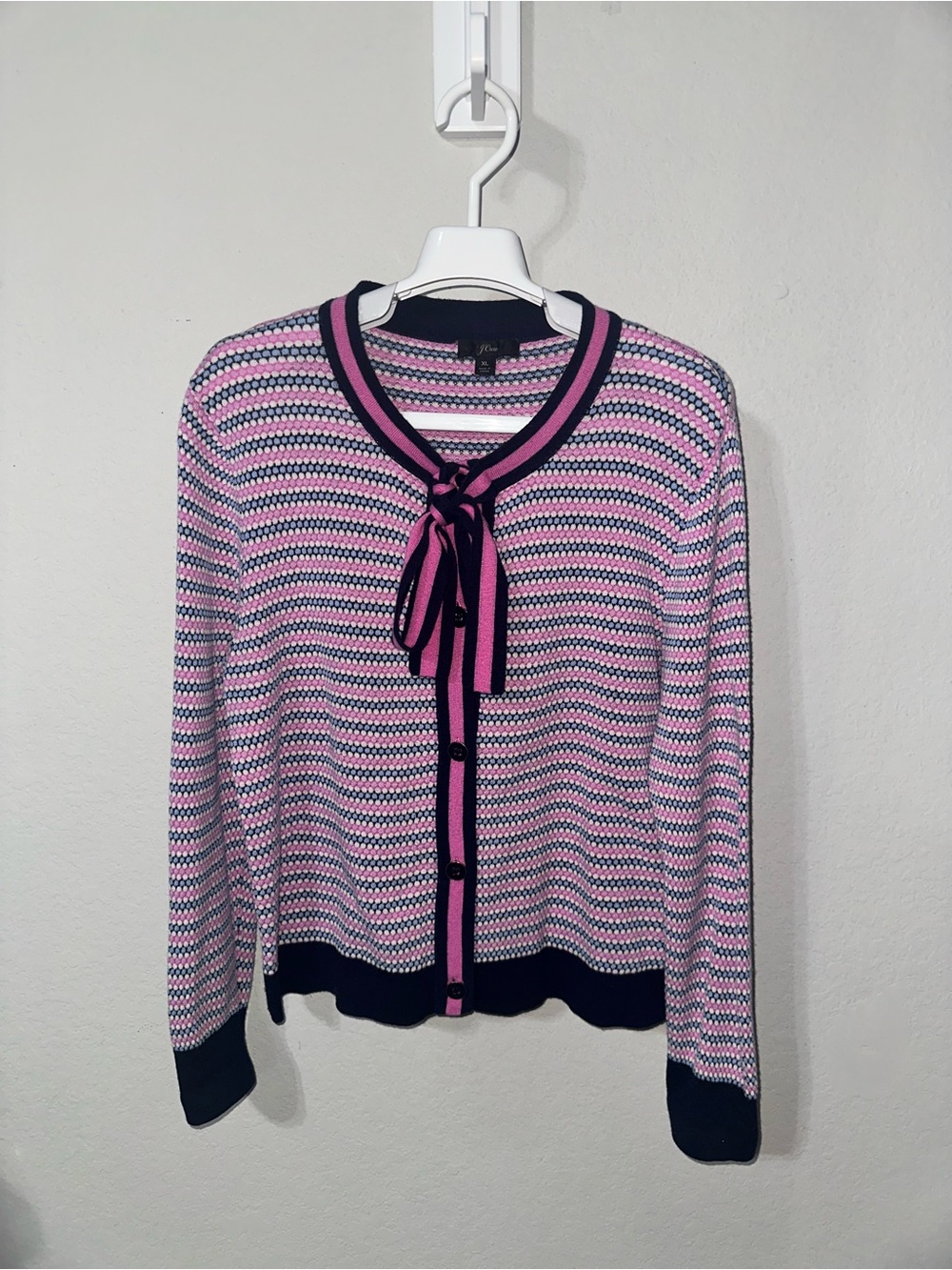J.Crew pink/blue cardigan Large - Picture 8 of 8